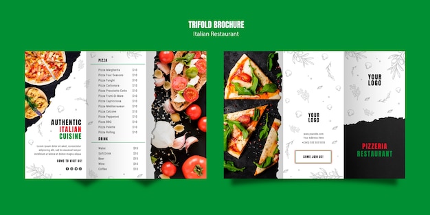 PSD gratuito modello di brochure a tre ante cibo italiano