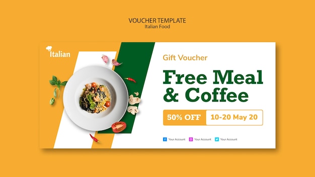 Italian food voucher template design