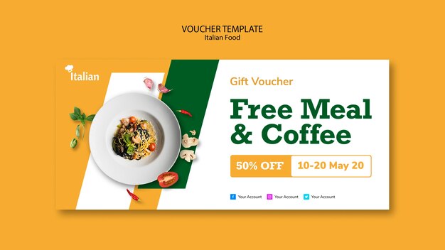 Italian food voucher template design