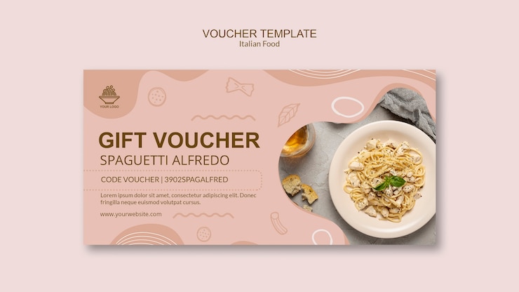 Free PSD italian food voucher template
