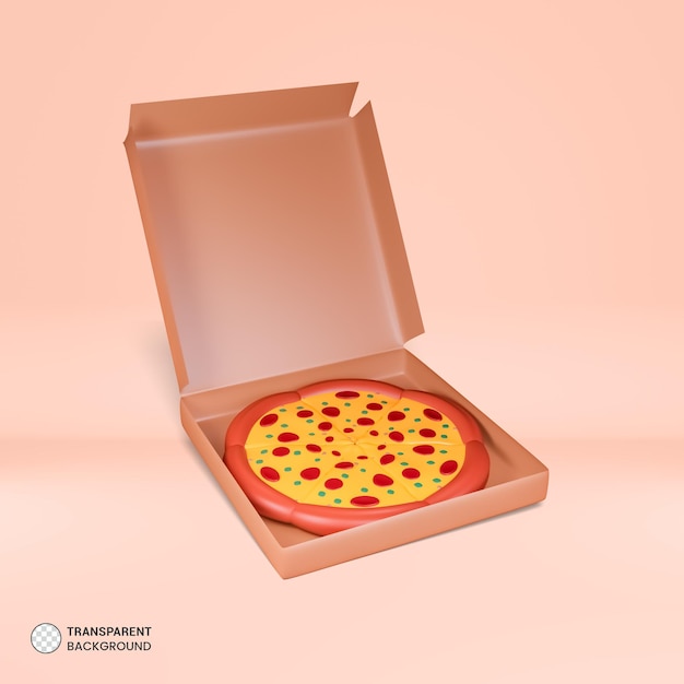 イタリアのピザ ファーストフード アイコン分離 3 d レンダリング イラスト