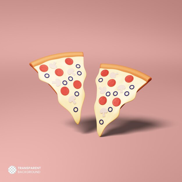 Итальянская икона фаст-фуда Pizza Изолированная 3d визуализация Иллюстрация