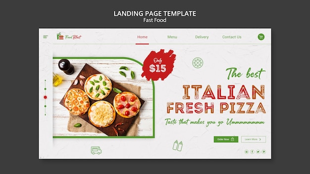 PSD gratuito modello di pagina di destinazione della pizza italiana