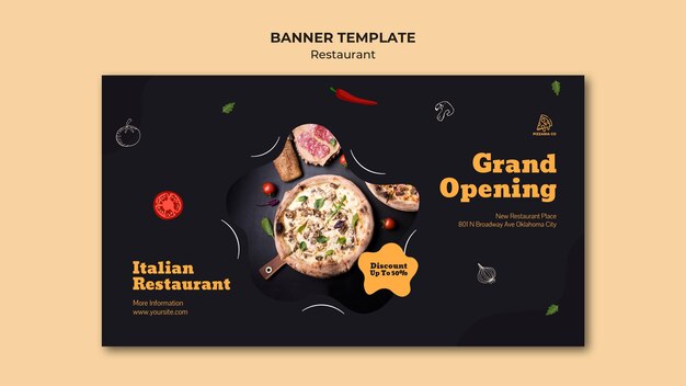 Шаблон рекламного баннера итальянского ресторана