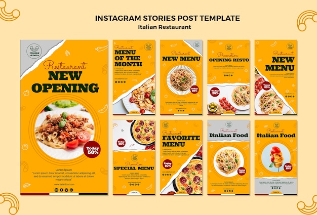 Free PSD italian restaurant instagram stories template