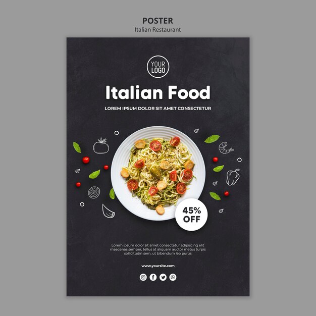 Italian restaurant poster template