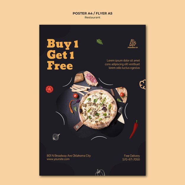 PSD gratuito modello di poster ristorante italiano