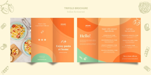 Free PSD italian restaurant trifold brochure