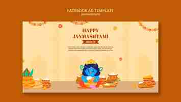 PSD gratuito template di facebook per la celebrazione di janmashtami