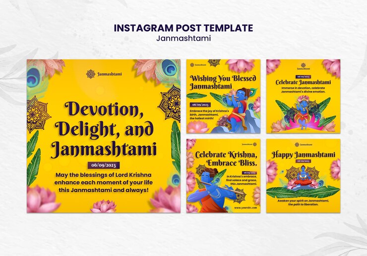 Free PSD janmashtami celebration instagram posts