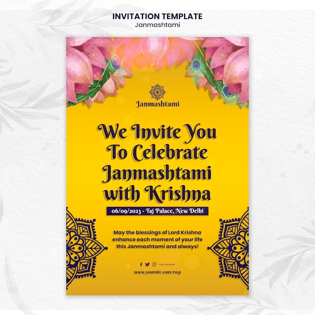 Janmashtami celebration invitation template