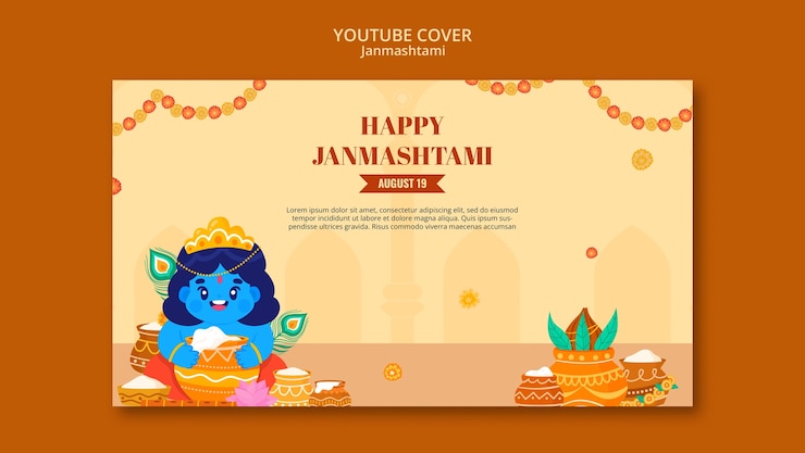 मुफ़्त PSD janmashtami celebration youtube cover