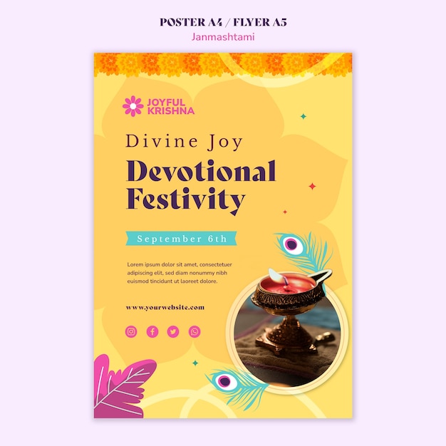 Free PSD janmashtami template design