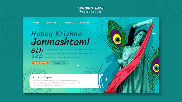 Free PSD janmashtami template design