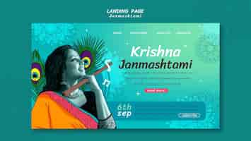 Free PSD janmashtami template design