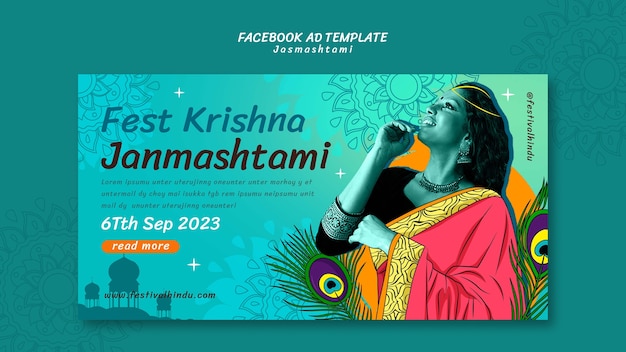 Free PSD janmashtami template design