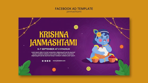 Free PSD janmashtami template design