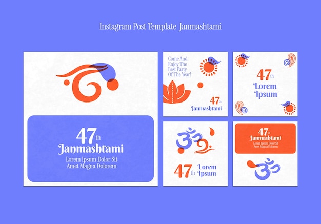 Free PSD janmashtami template design