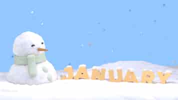 Free PSD january season with snowman