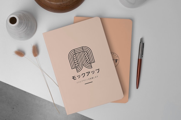 Japan books mockup in real context Free Psd