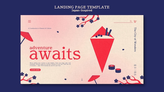 Japan inspired landing page design template