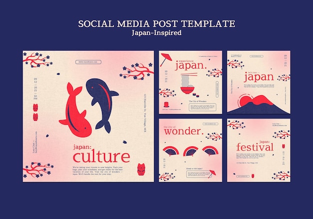 Free PSD japan inspired social media post design template