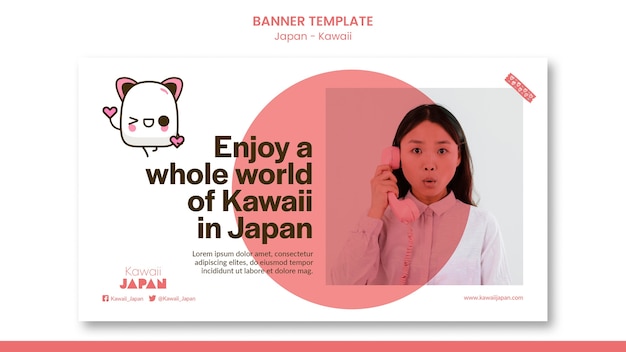 Japan kawaii banner design template
