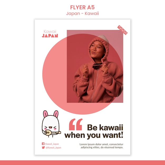 Free PSD japan kawaii flyer design template