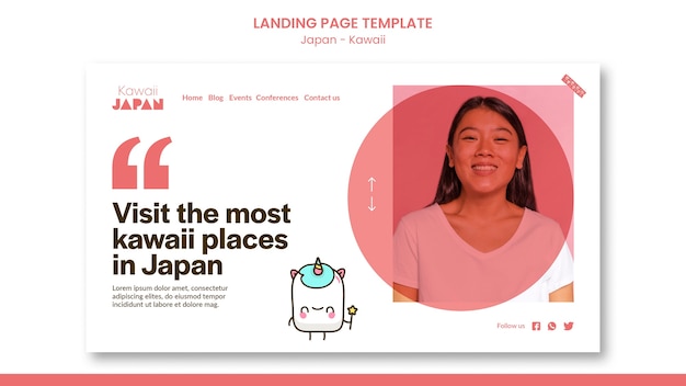 Free PSD japan kawaii landing page design template