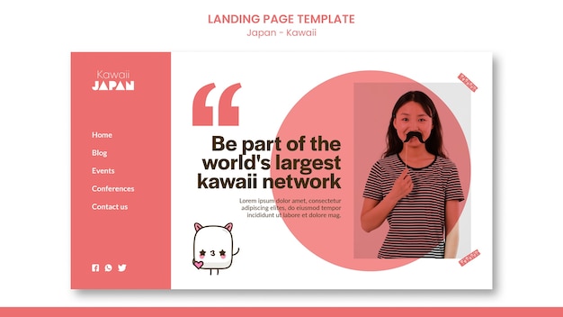 Free PSD japan kawaii landing page design template