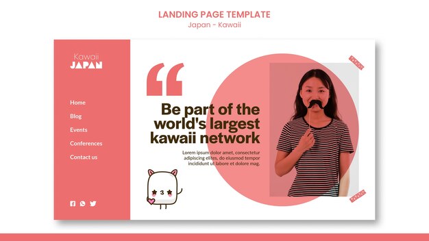 Japan kawaii landing page design template
