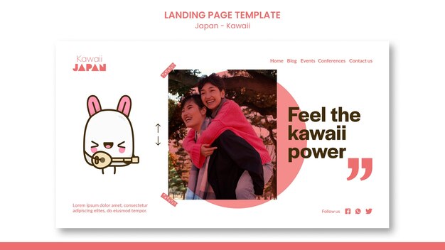 Japan kawaii landing page design template