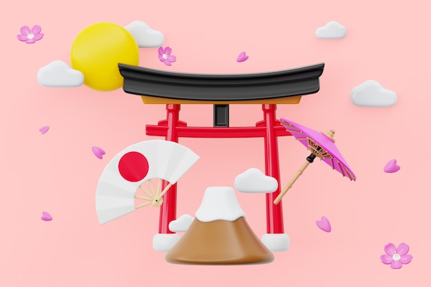 Japan traditional items still life background