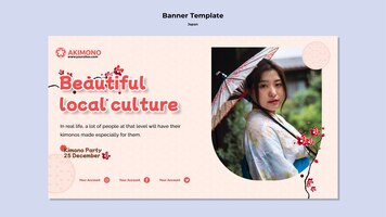 Japanese clothing horizontal banner template