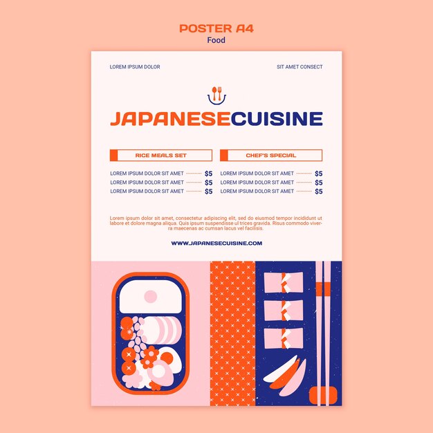japanese cuisine a4 poster template