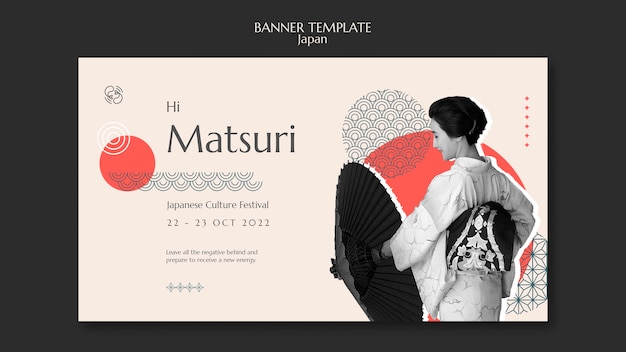 Free PSD japanese festival celebration horizontal banner template