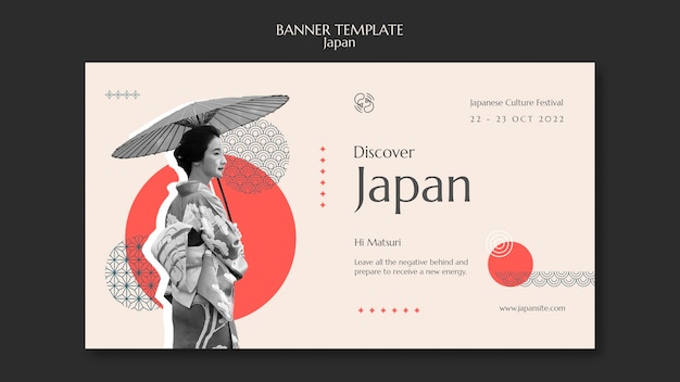 Free PSD japanese festival horizontal banner template