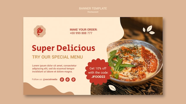 Japanese food restaurant horizontal banner template