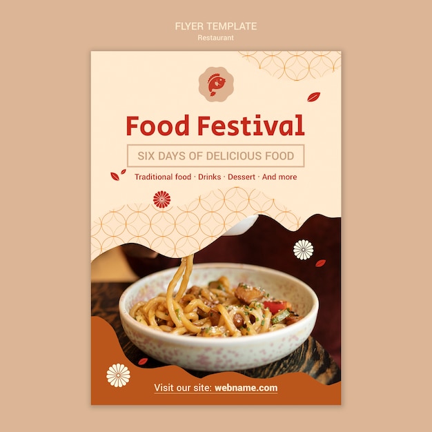 Free PSD japanese food restaurant vertical flyer template