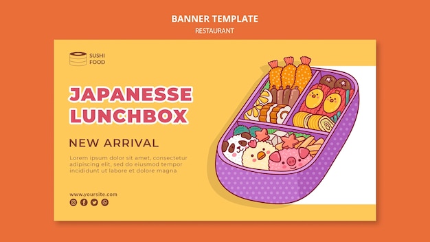 PSD gratuito modello di banner orizzontale lunchbox giapponese