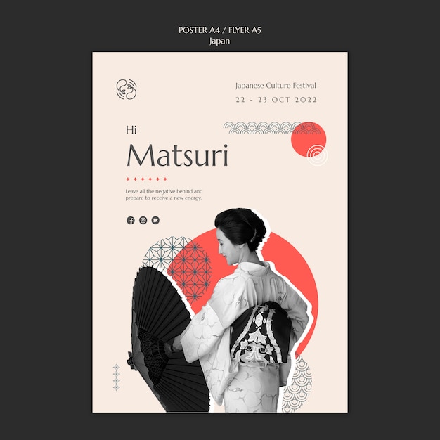 Japanese matsuri celebration flyer template