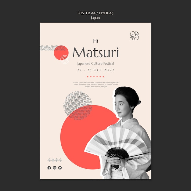 Бесплатный PSD Флаер празднования японского мацури