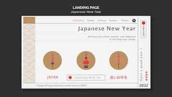 Free PSD japanese new year landing page template with minimalist details