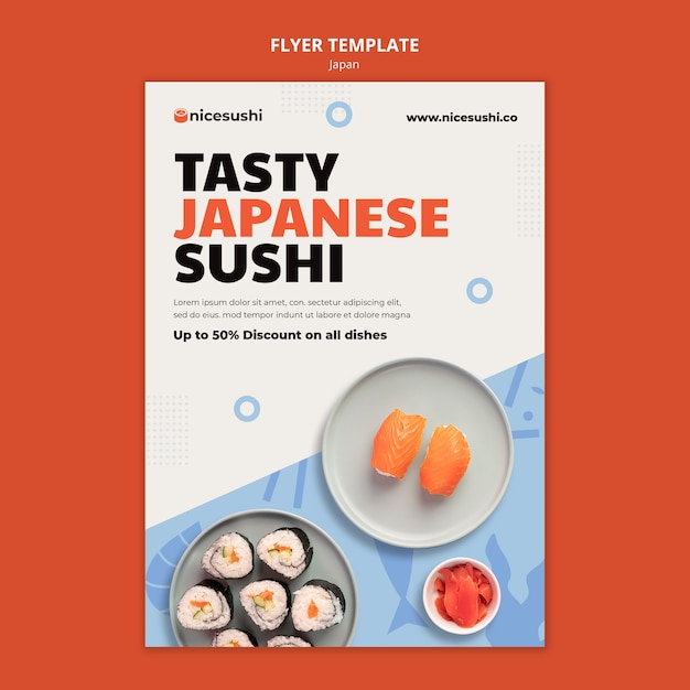 Japanese sushi flyer design template Premium Psd