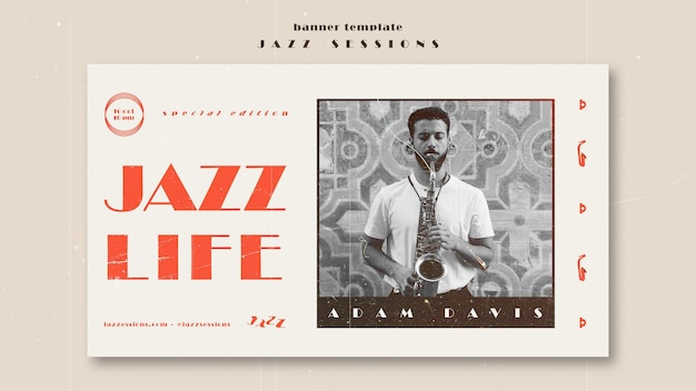 PSD gratuito modello di banner di concetto di jazz