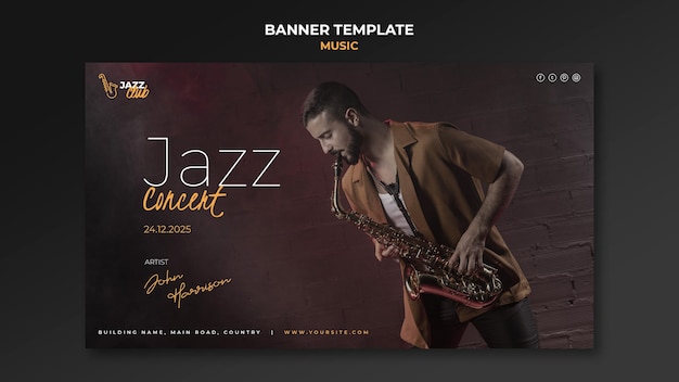 Free PSD jazz concert banner template