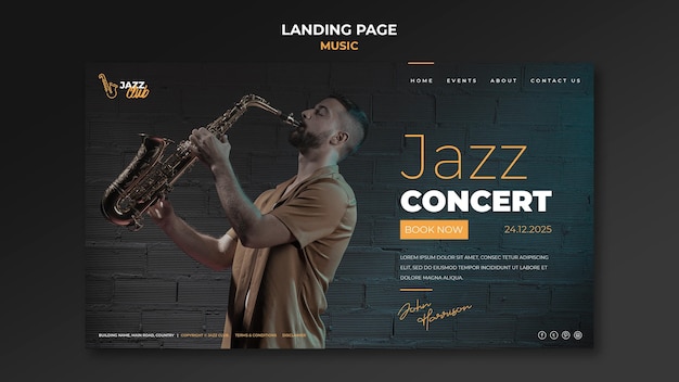 Jazz concert landing page template