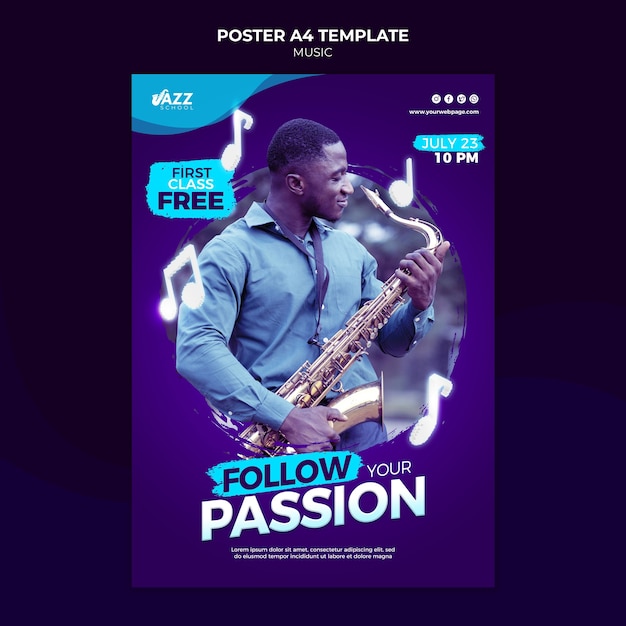 Free PSD jazz concert print template