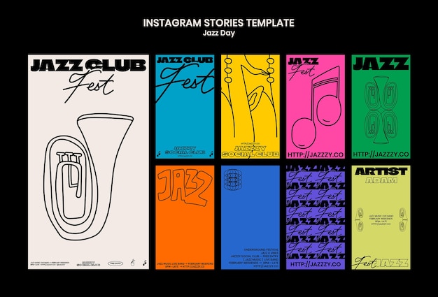 Free PSD jazz day celebration instagram stories