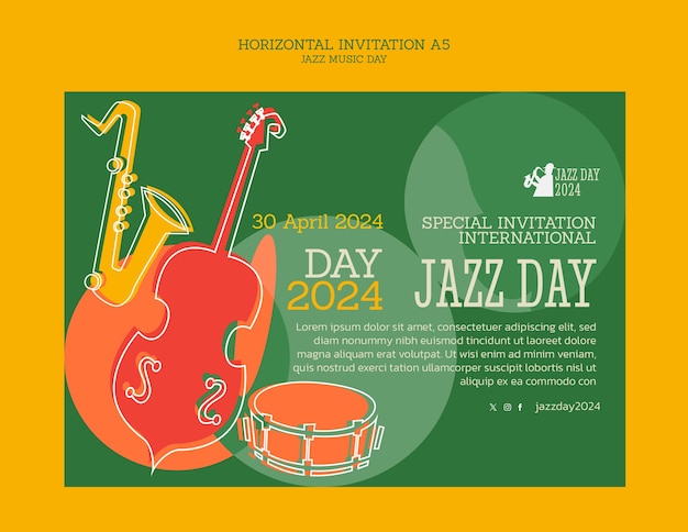 PSD gratuito modello di invito per la celebrazione del giorno del jazz